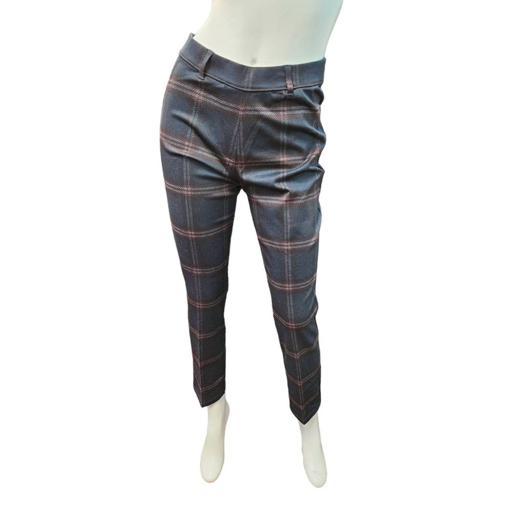 Susan Graver Blue Plaid Pullon Pants XSP Fall Winter Preppy Dark Academia